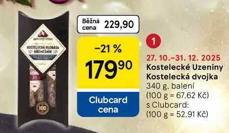 Kostelecké Uzeniny Kostelecká dvojka, 340 g, balení  