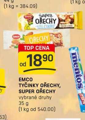 EMCO TYČINKY OŘECHY, SUPER OŘECHY vybrané druhy 35 g 