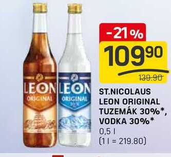 ST.NICOLAUS ORIGINAL ORIGINAL LEON ORIGINAL TUZEMÁK 30%*, VODKA 30%* 0,5l