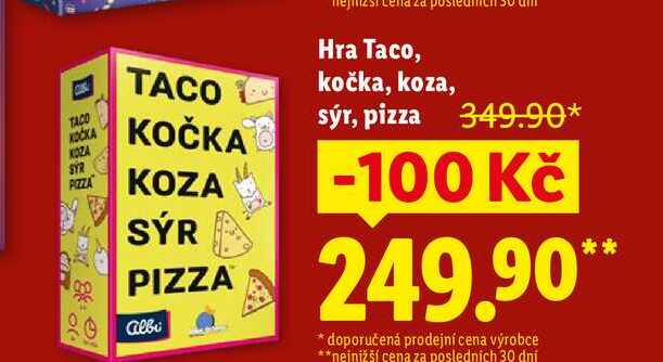 Hra Taco, kočka, koza, sýr, pizza 