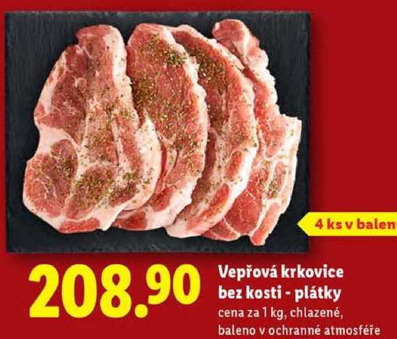 Vepřová krkovice bez kosti - plátky, cena za 1 kg