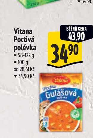 Vitana Poctivá polévka, vybrané druhy 58- 122g