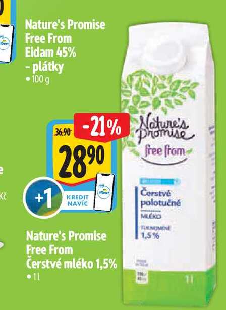   Nature's Promise Free From Eidam 45% - plátky 100g  