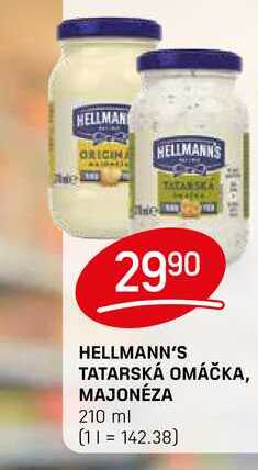 HELLMANN'S TATARSKÁ OMÁČKA, MAJONÉZA 210 ml 
