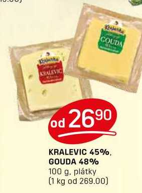 KRALEVIC 45% GOUDA 48% 100 g. plátky 