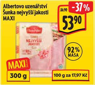 Albertovo uzenářství Šunka nejvyšší jakosti MAXI, 300 g