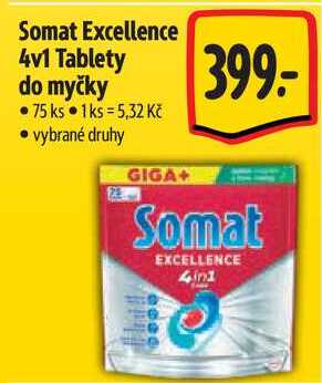 Somat Excellence 4v1 Tablety do myčky, 75 ks