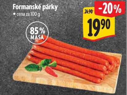 Formanské párky, cena za 100 g