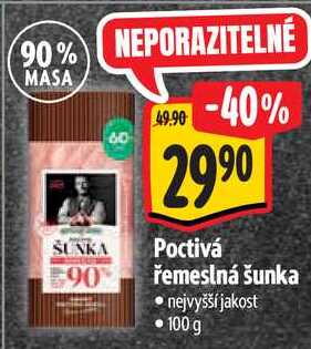 Poctivá řemeslná šunka, 100 g