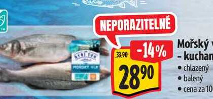 Mořský vlk - kuchaný, cena za 100 g