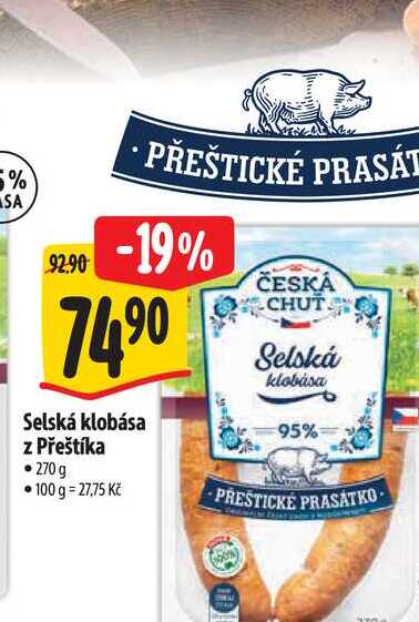  Selská klobása z Přeštíka 270g 