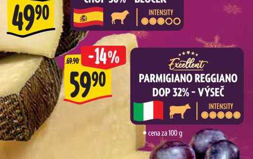   Excellent PARMIGIANO REGGIANO DOP 32% - VÝSEČ 100 g 
