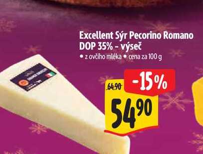 Excellent Sýr Pecorino Romano DOP 35% - výseč 100 g