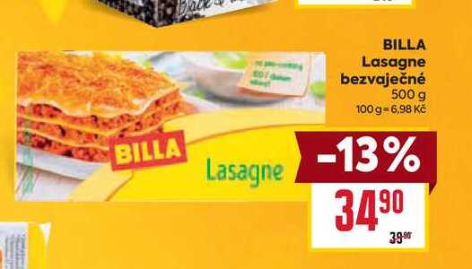 BILLA Lasagne bezvaječné 500 g 