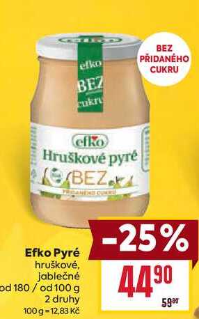 Efko Pyré hruškové, jablečné od 180/ od 100g