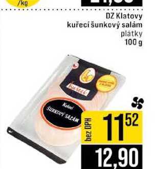 DZ Klatovy kuřecí šunkový salám platky 100 g 