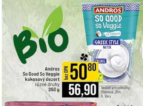 Andros So Good So Veggie kokosový dezert různé druhy 350g