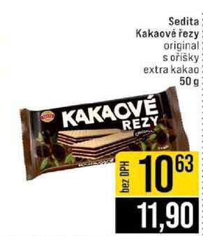 Sedita Kakaové řezy original s oříšky extra kakao 50 g 