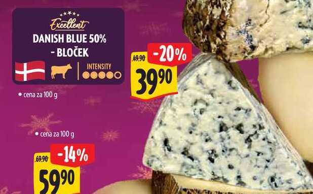 DANISH BLUE 50% - BLOČEK, cena za 100 g 
