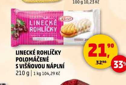 LINECKÉ ROHLÍČKY POLOMÁČENÉ S VIŠŇOVOU NÁPLNÍ, 210 g