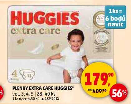 PLENKY EXTRA CARE HUGGIES vel. 3, 4, 5, 28-40 ks