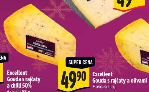 Excellent Gouda s rajčaty a chilli 50%, cena za 100  