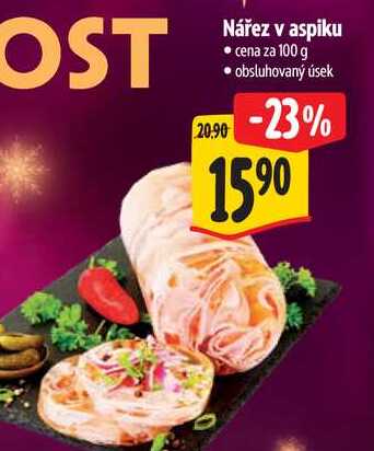 Nářez v aspiku, cena za 100 g