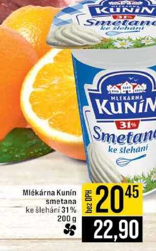 Mlékárna Kunin smetana ke šlehání 31% 200 g