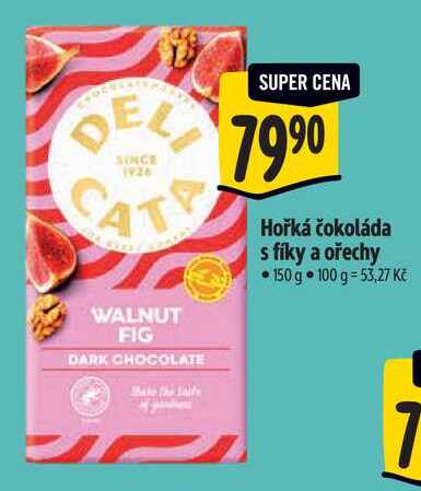 Hořká čokoláda s fíky a ořechy, 150 g  