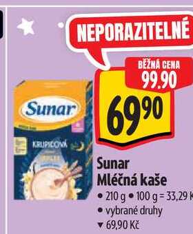 Sunar Mléčná kaše, 210 g 