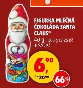 FIGURKA MLÉČNÁ ČOKOLÁDA SANTA CLAUS, 40 g