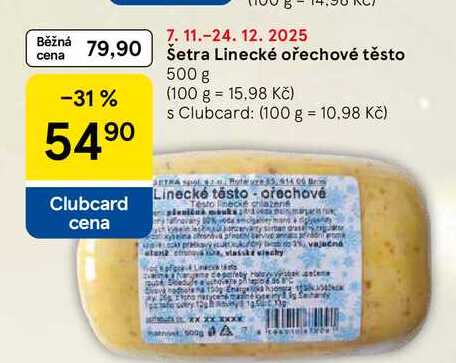 Šetra Linecké ořechové těsto, 500 g