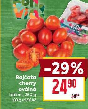 Rajčata cherry oválná balení, 250 g 