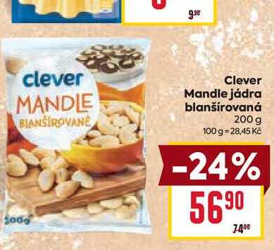 Clever Mandle jádra blanšírovaná 200 g