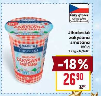 Jihočeská zakysaná smetana 180 g 