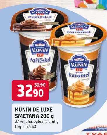 KUNÍN DE LUXE SMETANA 200 g 27% tuku