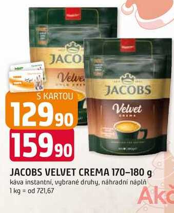 JJACOBS VELVET CREMA 170-180 g káva instantní, vybrané druhy