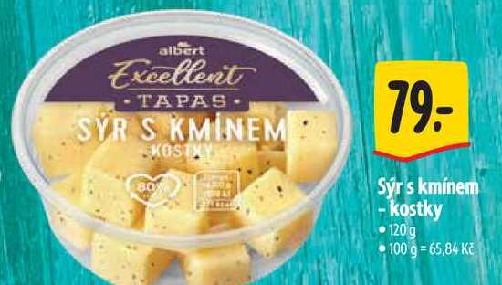 Sýr s kmínem - kostky, 120 g  