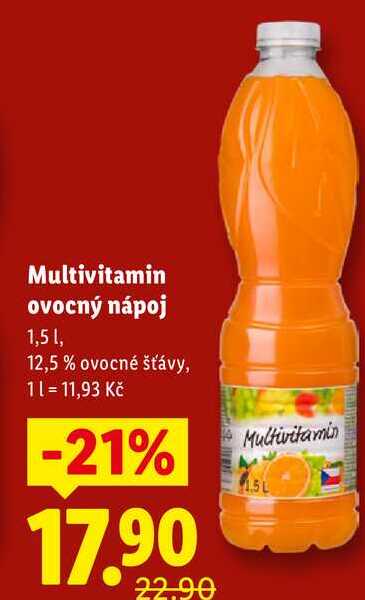 Multivitamin ovocný nápoj, 1,5 l