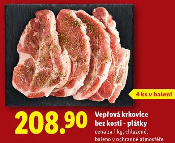 Vepřová krkovice bez kosti - plátky, cena za 1 kg