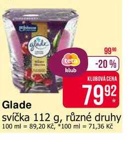 Glade svíčka 112 g, různé druhy 