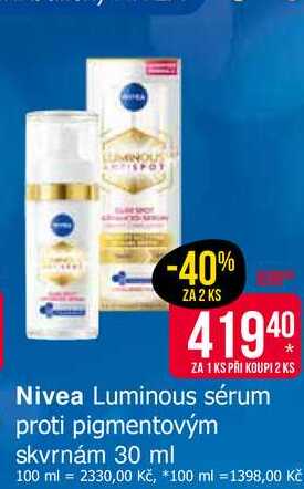 Nivea Luminous sérum proti pigmentovým skvrnám 30 ml 