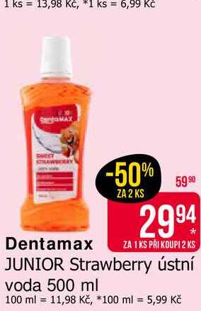 Dentamax Strawberry ústní voda 500 ml 