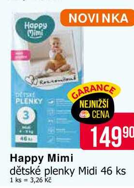 Happy Mimi dětské plenky Midi 46 ks 