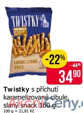 Twistky s příchutí karamelizované cibule, slaný snack 160 g