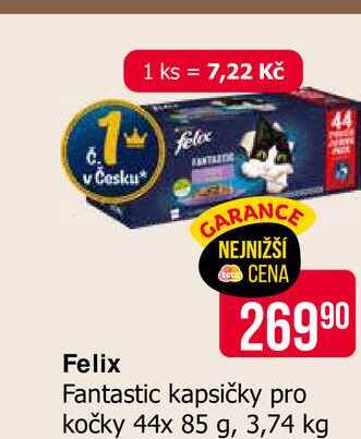 Felix Fantastic kapsičky pro kočky 44x 85 g, 3,74 kg 