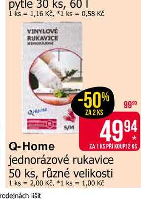 Q-Home jednorázové rukavice 50 ks, různé velikosti
