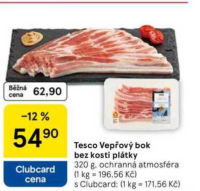 Tesco Vepřový bok bez kosti plátky, 320 g