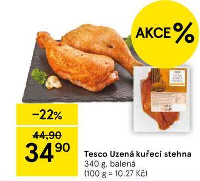 Tesco Uzená kuřecí stehna, 340 g, balená