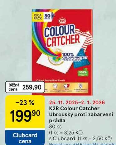 K2R Colour Catcher Ubrousky proti zabarvení prádla, 80 ks